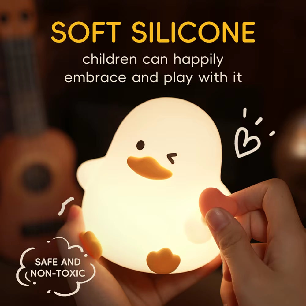 Love Duck Silicone Night Light Soft Touch Lamp for Bedroom Decoration Cute Animal Shape LED Desk Lamp