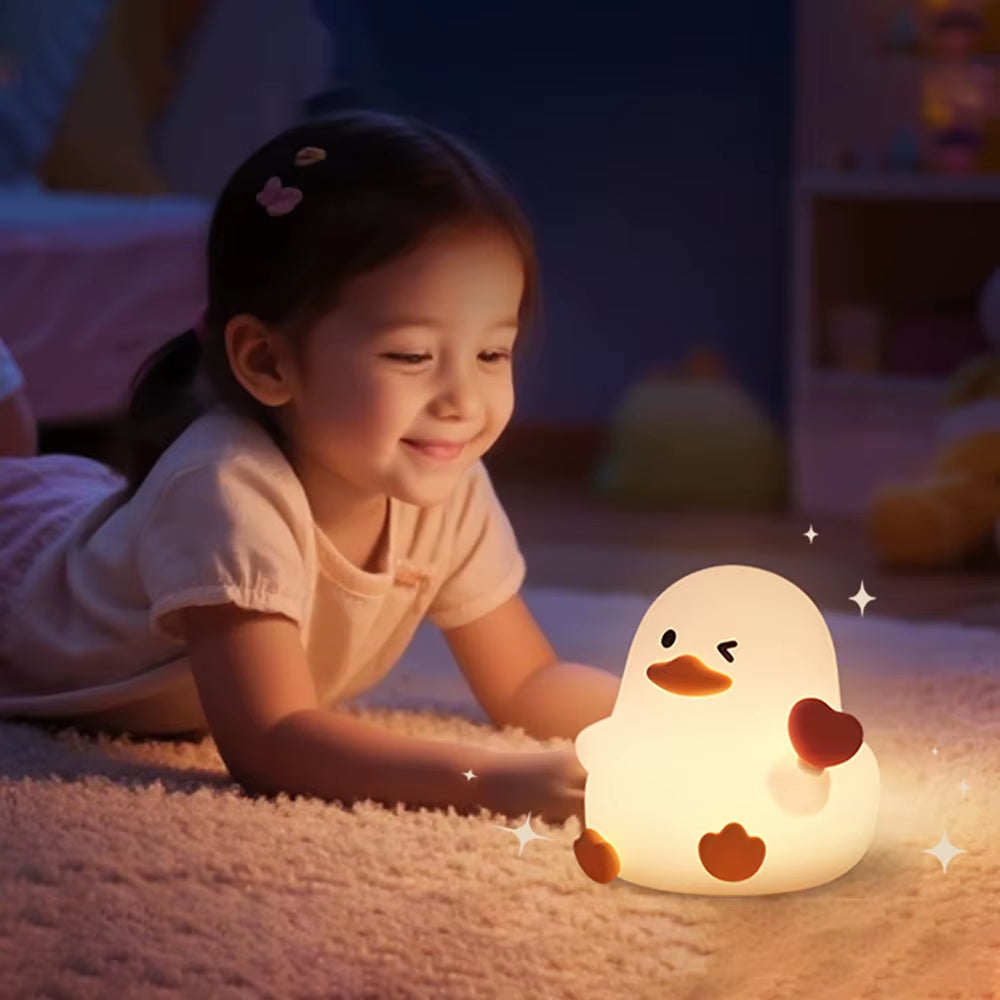 Love Duck Silicone Night Light Soft Touch Lamp for Bedroom Decoration Cute Animal Shape LED Desk Lamp