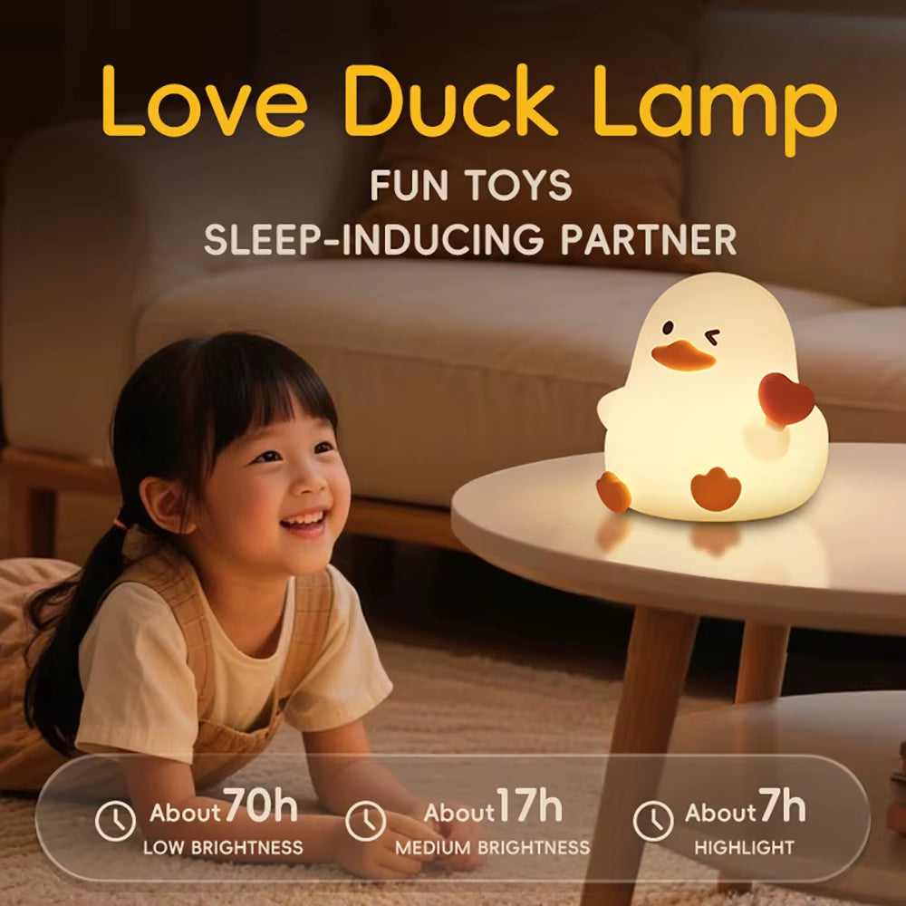 Love Duck Silicone Night Light Soft Touch Lamp for Bedroom Decoration Cute Animal Shape LED Desk Lamp