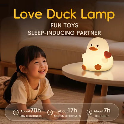 Love Duck Silicone Night Light Soft Touch Lamp for Bedroom Decoration Cute Animal Shape LED Desk Lamp