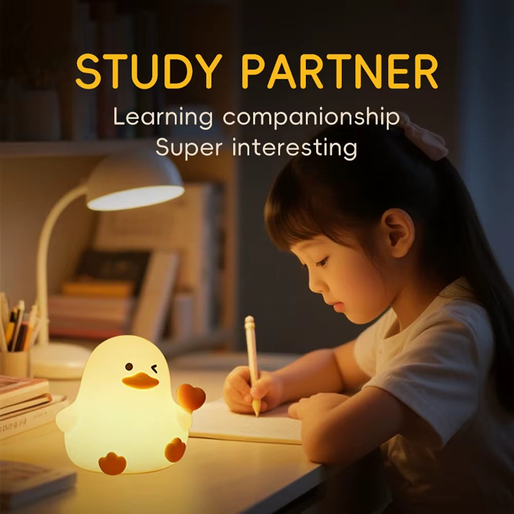 Love Duck Silicone Night Light Soft Touch Lamp for Bedroom Decoration Cute Animal Shape LED Desk Lamp