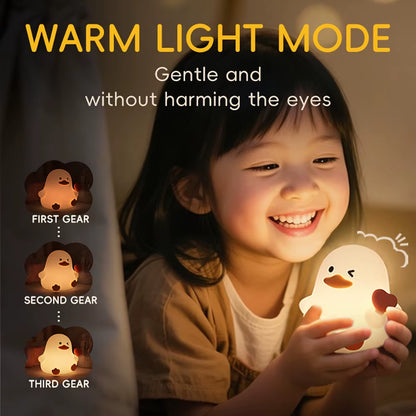 Love Duck Silicone Night Light Soft Touch Lamp for Bedroom Decoration Cute Animal Shape LED Desk Lamp