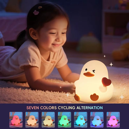 Love Duck Silicone Night Light Soft Touch Lamp for Bedroom Decoration Cute Animal Shape LED Desk Lamp